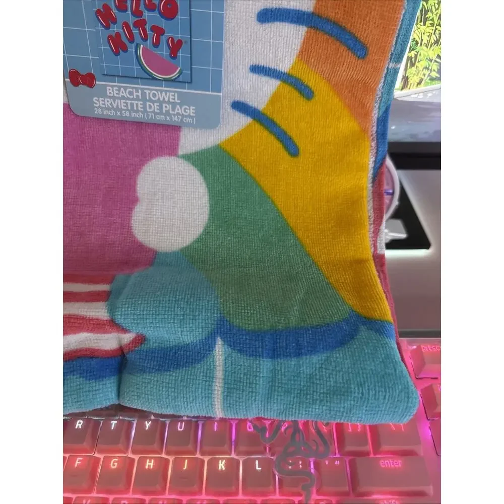 Hello Kitty Beach Towel Blue Rainbow Donut Watermelon Pool Float 2025 Sanrio